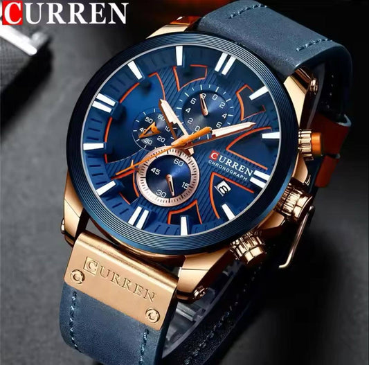 CURREN 8346 Watch Chronograph Sport Mens Watches Quartz Clock Leather Male Wristwatch  Fashion Gift for Men