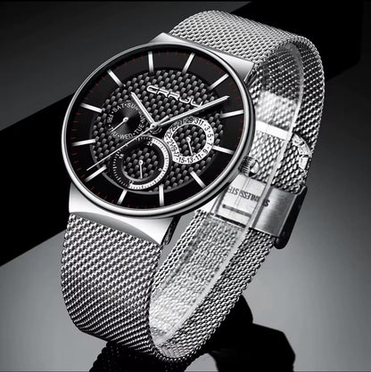 CRRJU Watch 2153 Men New Fashion Mens Watches Stainless Steel Top New Luxury Sports Chronograph Quartz Watch