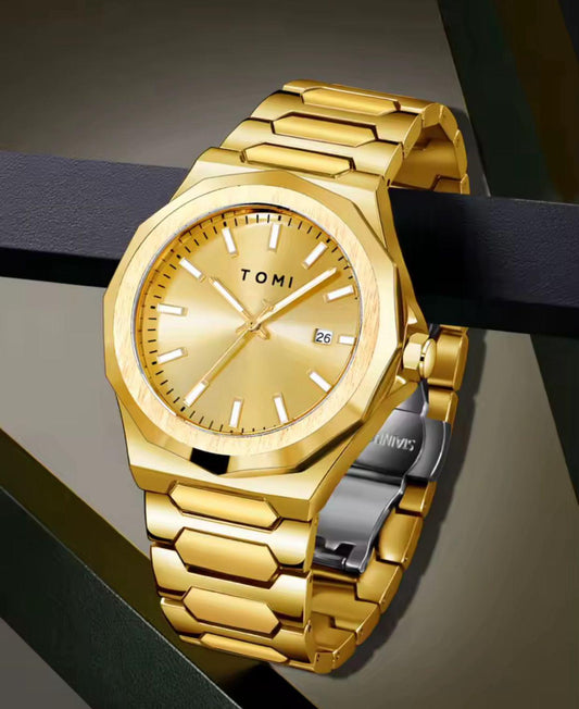 TOMI T301 Fashion Business Men's Quartz Watch Simple Zinc Alloy Strap Waterproof Casual Elegant Male Wristwatch Gift Watch Set