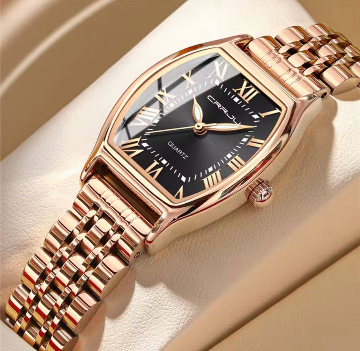 CRRJU 5013 Women Watches Elegant Steel Dress Bracelet Wrist Watches for Woman Ladies Square Waterproof Female