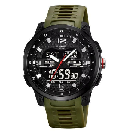SKMEI Men's 50M Waterproof Chronograph LED Light Sports Watch with TPU Strap 2401 Model Analog-Digital Dial Display