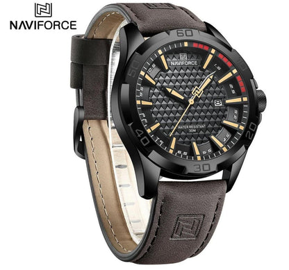 NAVIFORCE 8023 Male Wrist Watches Sports Anti-shock Waterproof Leather Strap Men Fashion Watch