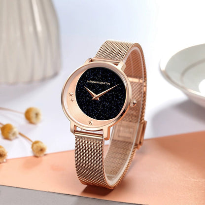 Hannah Martin HM-1334 Watches Factory Stainless Steel Mesh Strap Unique Dial Analog Lady Watch 3BAR Waterproof Quartz Watches