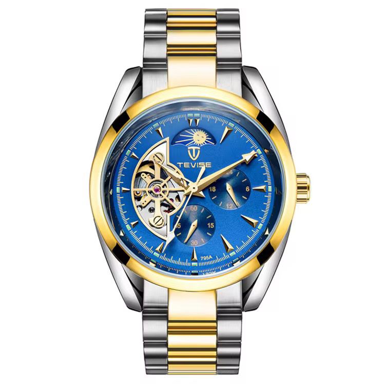 TEVISE T795A 795A Brand Men's Watch Fashion Automatic Hollow Men Watch Luxury Stainless Steel Strap Luminous Mechanical Watches