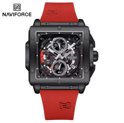 NAVIFORCE 8064 New Men Sport Top Brand Luxury Square Chronograph Date Original Wristwatch Waterproof Quartz Male Clock Watch