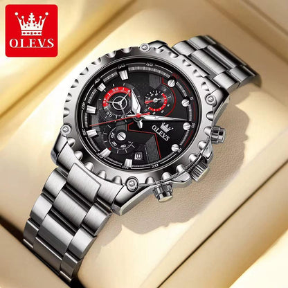 OLEVS 2873 Men Top Brand Luxury  Quartz Watch Quality Genuine Stainless Steel Men Wristwatch
