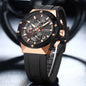 CURREN 8462 Men's Chronograph Quartz Watch with Silicone Strap Luminous Hands Multifunction Dial Waterproof Casual Sport Style