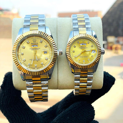 Stylish Couple Watches Stainless Steel Multi-Color Design