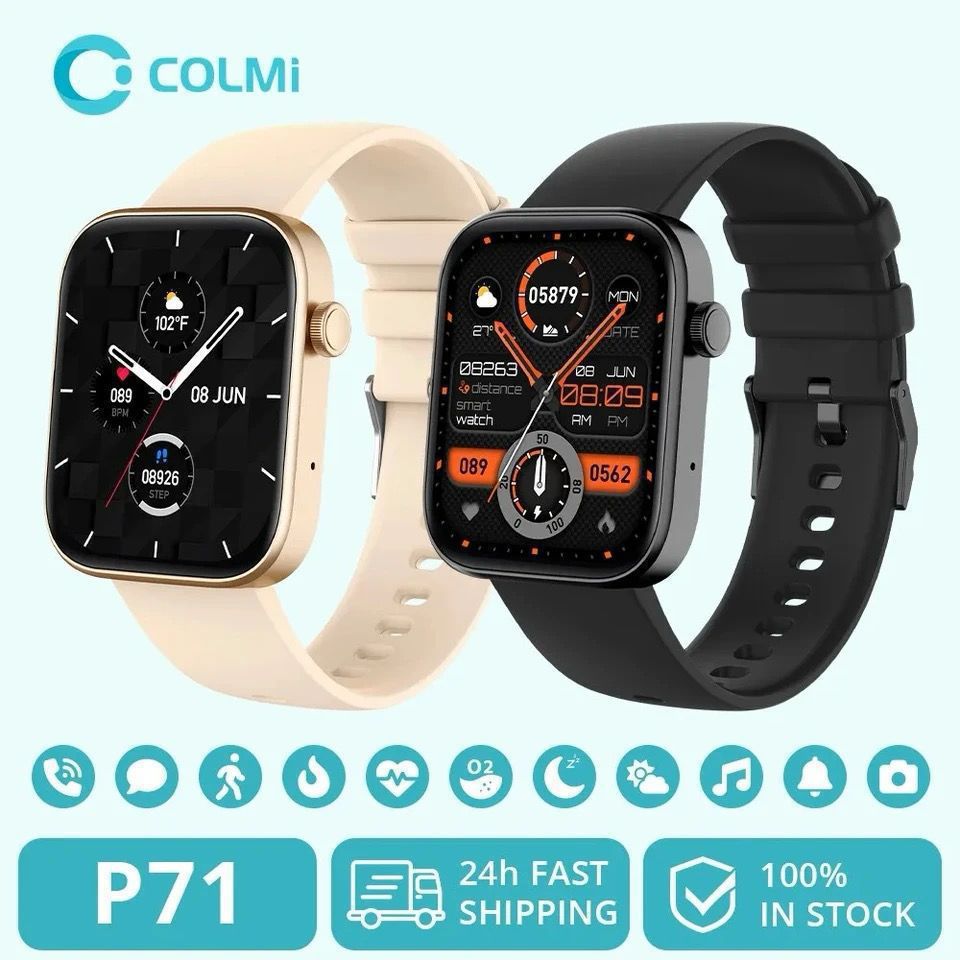 COLMI P71 Calling Smartwatch Health Monitoring IP68 Waterproof Voice Assistant IPS Display Screen Smart Watch Women Men
