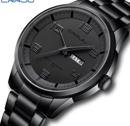 CRRJU 5005 Waterproof Big Dial Luxury Quartz Wristwatches Trend Design Men Watches Stainless Steel Sport Watch