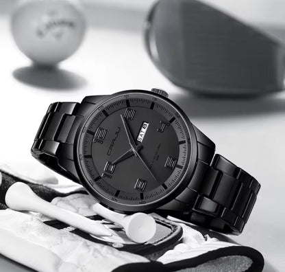 CRRJU 5005 Waterproof Big Dial Luxury Quartz Wristwatches Trend Design Men Watches Stainless Steel Sport Watch