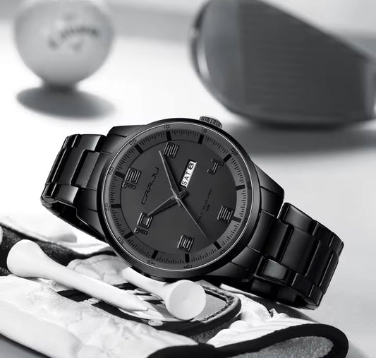 CRRJU 5005 Waterproof Big Dial Luxury Quartz Wristwatches Trend Design Men Watches Stainless Steel Sport Watch