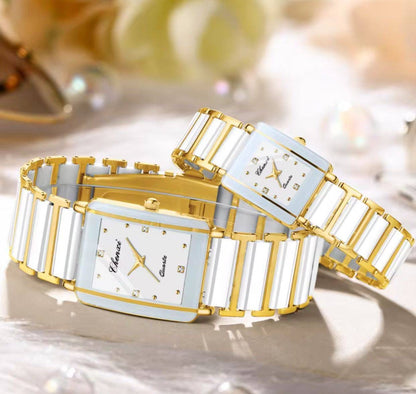 Fashion Luxury Golden CHENXI 104 Couple Stainless Steel Waterproof Calendar Quartz Watch for Men Women Gift