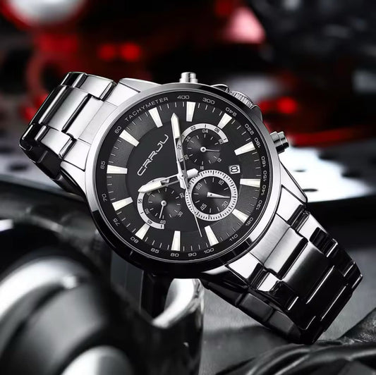 CRRJU 2303 Men Watch Luxury Quartz Chronograph Sport Waterproof Man Watches Business Fashion Stainless Steel Wristwatch