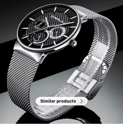 CRRJU Watch 2153 Men New Fashion Mens Watches Stainless Steel Top New Luxury Sports Chronograph Quartz Watch