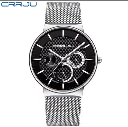 CRRJU Watch 2153 Men New Fashion Mens Watches Stainless Steel Top New Luxury Sports Chronograph Quartz Watch