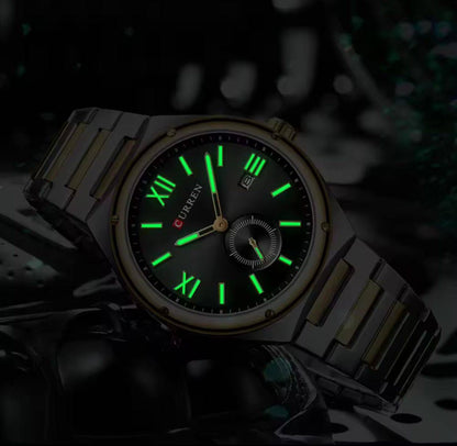 CURREN 8471 Fashion Casual Wrist Watch New Stainless Steel Luminous Calendar Waterproof Mens Business Quartz Watches for Men
