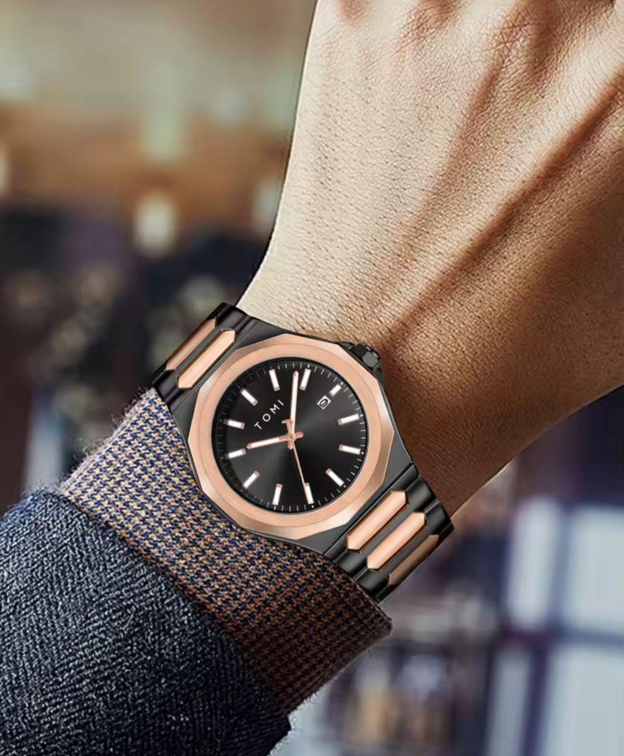 TOMI T301 Fashion Business Men's Quartz Watch Simple Zinc Alloy Strap Waterproof Casual Elegant Male Wristwatch Gift Watch Set