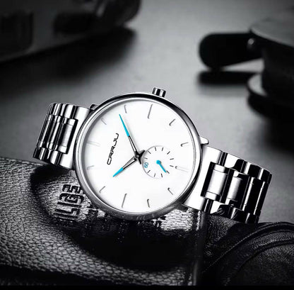 CRRJU 2150 Fashion Wrist Watches Men Business Casual Waterproof Clock Male Stainless Steel Strap