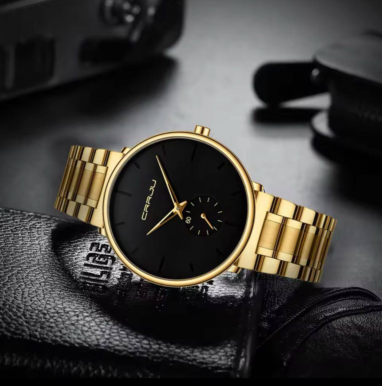 CRRJU 2150 Fashion Wrist Watches Men Business Casual Waterproof Clock Male Stainless Steel Strap