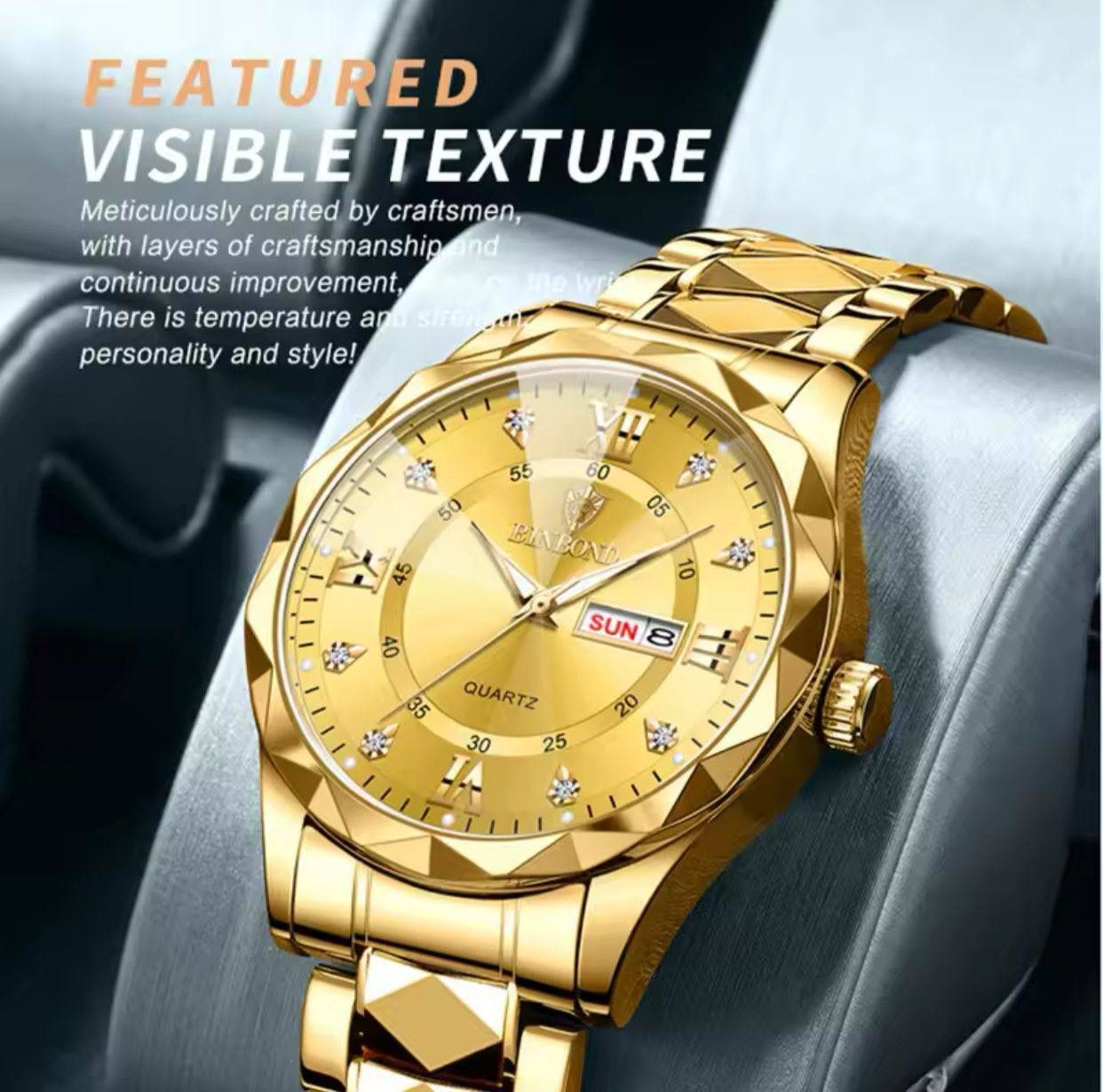 BINBOND 2521 B2521 Fashion Stylish Popular Trend Design Multi-Color Men Quartz Watches Business Stainless Steel Band Wristwatch