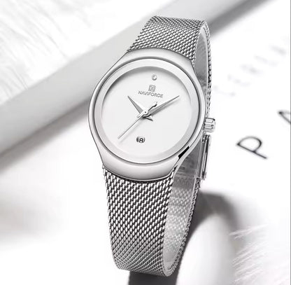 NAVIFORCE 5004 Watch Women Fashion Simple Dress Quartz Watches Lady Stainless Steel Waterproof Girl Wristwatch