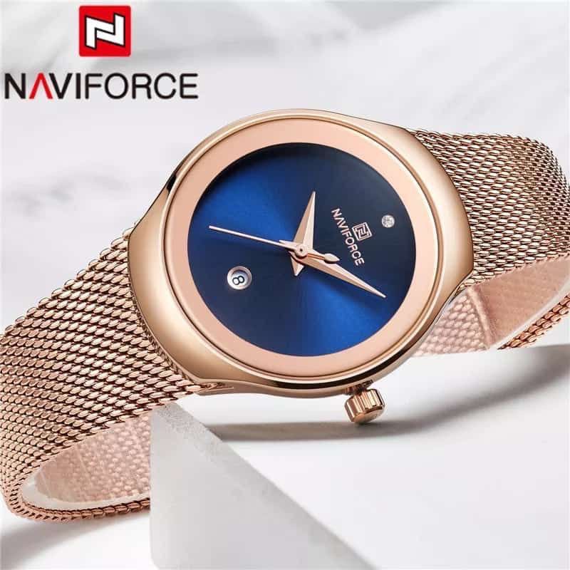 NAVIFORCE 5004 Watch Women Fashion Simple Dress Quartz Watches Lady Stainless Steel Waterproof Girl Wristwatch