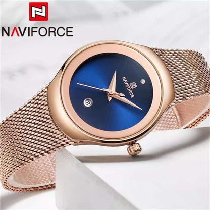 NAVIFORCE 5004 Watch Women Fashion Simple Dress Quartz Watches Lady Stainless Steel Waterproof Girl Wristwatch