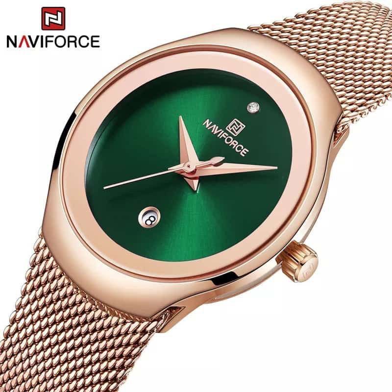 NAVIFORCE 5004 Watch Women Fashion Simple Dress Quartz Watches Lady Stainless Steel Waterproof Girl Wristwatch