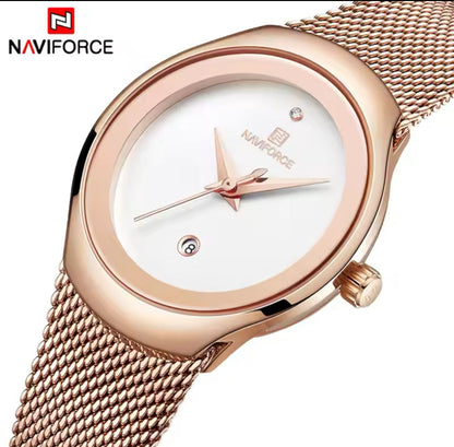 NAVIFORCE 5004 Watch Women Fashion Simple Dress Quartz Watches Lady Stainless Steel Waterproof Girl Wristwatch
