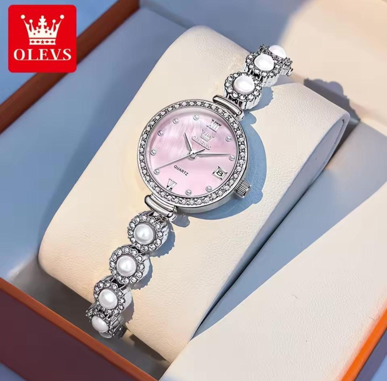 OLEVS 5635 Diamonds Fashion Stainless Steel Strap Small Dial Luxury Women Watches Original Quartz Movement Ladies Wristwatch