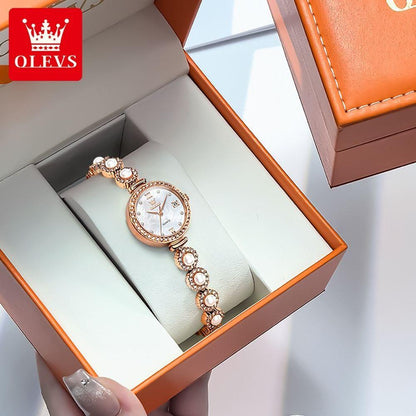 OLEVS 5635 Diamonds Fashion Stainless Steel Strap Small Dial Luxury Women Watches Original Quartz Movement Ladies Wristwatch