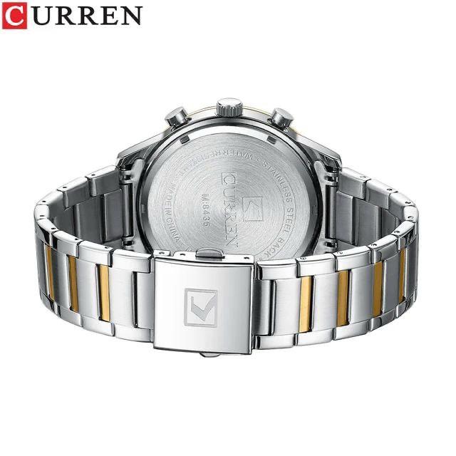 Curren 8435 New Style Fashion Casual Quartz Watch Stainless Steel Band Waterproof Date Display Chronograph Hand Watch for Men