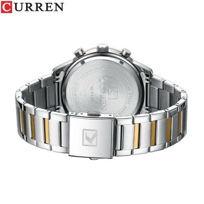 Curren 8435 New Style Fashion Casual Quartz Watch Stainless Steel Band Waterproof Date Display Chronograph Hand Watch for Men