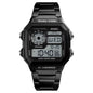 SKMEI 1335 Digital Sports Watch Men's Water Resistant Stainless Steel Band Electronic Square LED Back Light Wristwatch