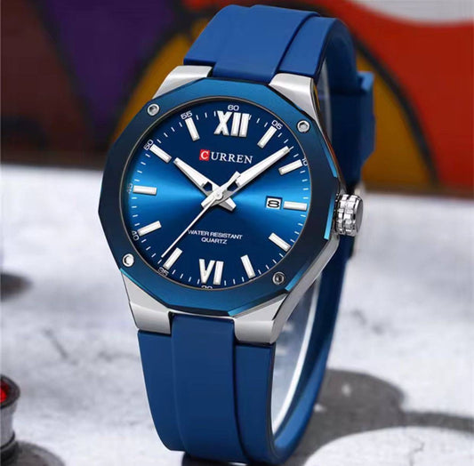 CURREN 8465 Men's Luxury Quartz Watch Luminous Dial Waterproof Silicone Strap Alloy Case 42mm Dial Sport Fashion