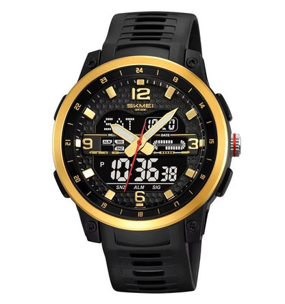 SKMEI Men's 50M Waterproof Chronograph LED Light Sports Watch with TPU Strap 2401 Model Analog-Digital Dial Display