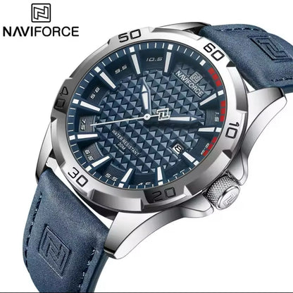 NAVIFORCE 8023 Male Wrist Watches Sports Anti-shock Waterproof Leather Strap Men Fashion Watch