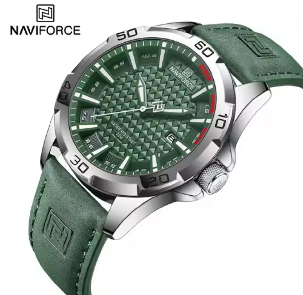 NAVIFORCE 8023 Male Wrist Watches Sports Anti-shock Waterproof Leather Strap Men Fashion Watch