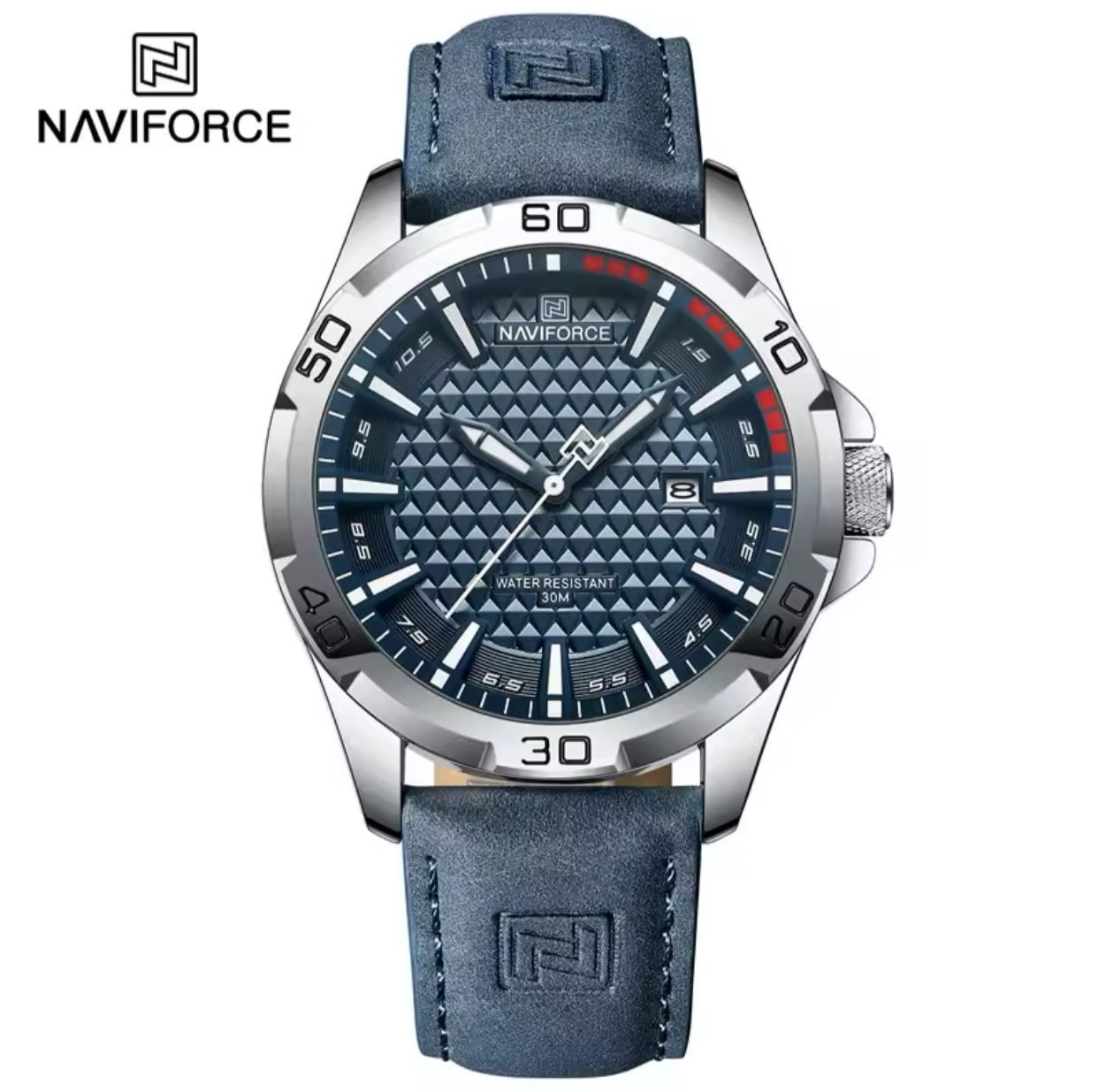 NAVIFORCE 8023 Male Wrist Watches Sports Anti-shock Waterproof Leather Strap Men Fashion Watch
