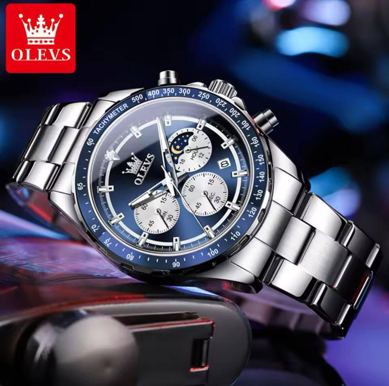 High Quality OLEVS 2945 Watches for Men Original Fashion Quartz Wristwatch Waterproof Luminous Date Chronograph