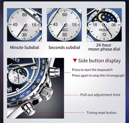 High Quality OLEVS 2945 Watches for Men Original Fashion Quartz Wristwatch Waterproof Luminous Date Chronograph