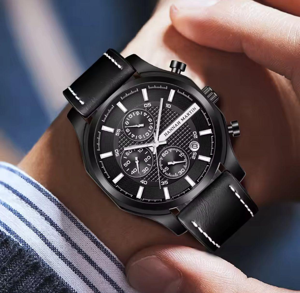 HANNAH MARTIN hm-1432 New Design Casual Men Sport Watch Custom Premium Luxury Chronograph Black Dial Brand Watch