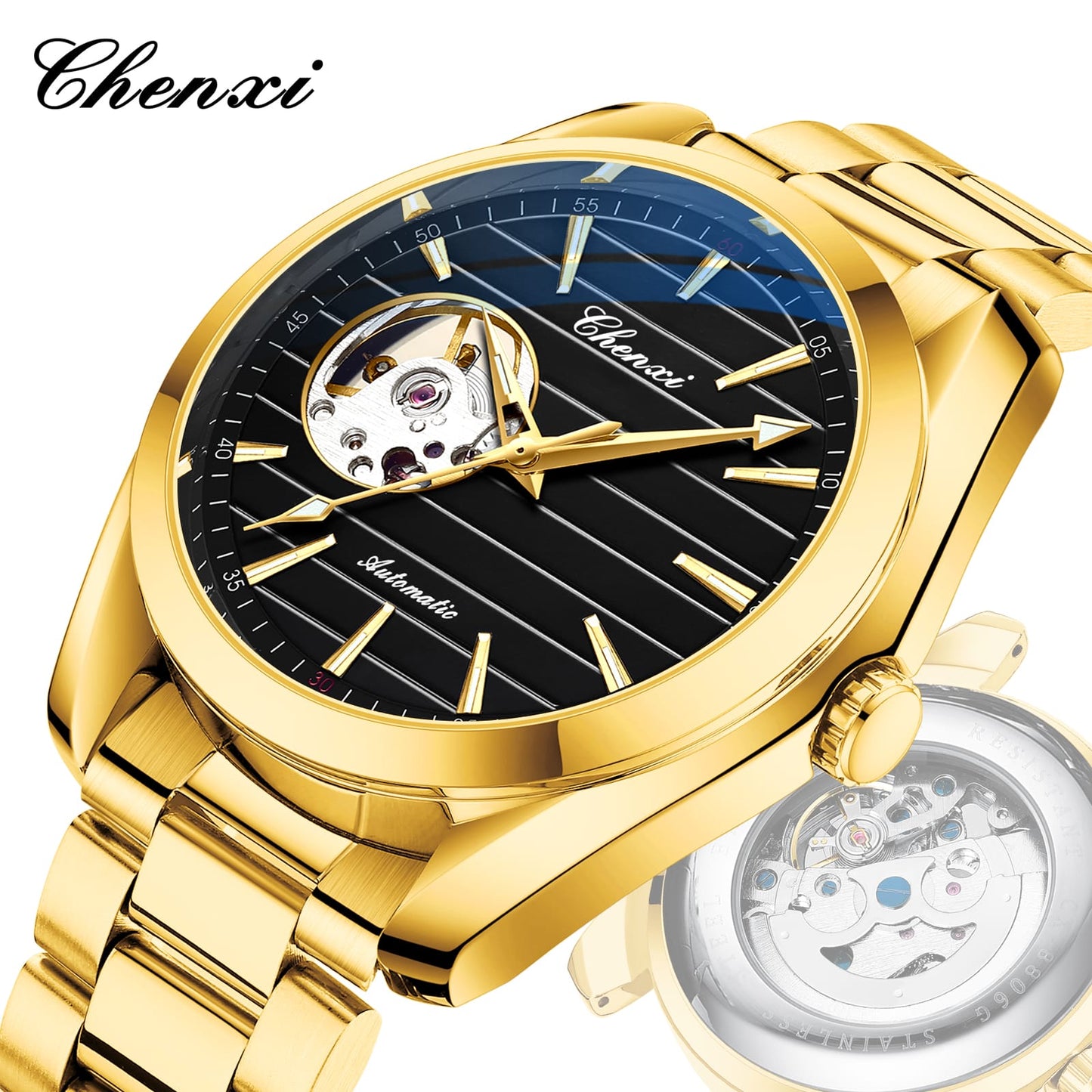 CHENXI 8806 Watch Top Men Automatic Mechanical Business Watches Stainless Steel Waterproof Men's Wristwatches