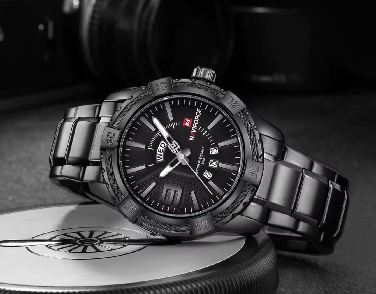 NAVIFORCE 9117S New Men Sport Watches Men's Waterproof Analog Quartz Wristwatches Man Gold Stainless Steel Calendar Clock