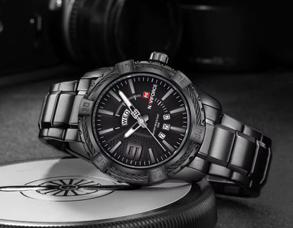 NAVIFORCE 9117S New Men Sport Watches Men's Waterproof Analog Quartz Wristwatches Man Gold Stainless Steel Calendar Clock