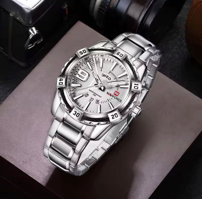 NAVIFORCE 9117S New Men Sport Watches Men's Waterproof Analog Quartz Wristwatches Man Gold Stainless Steel Calendar Clock