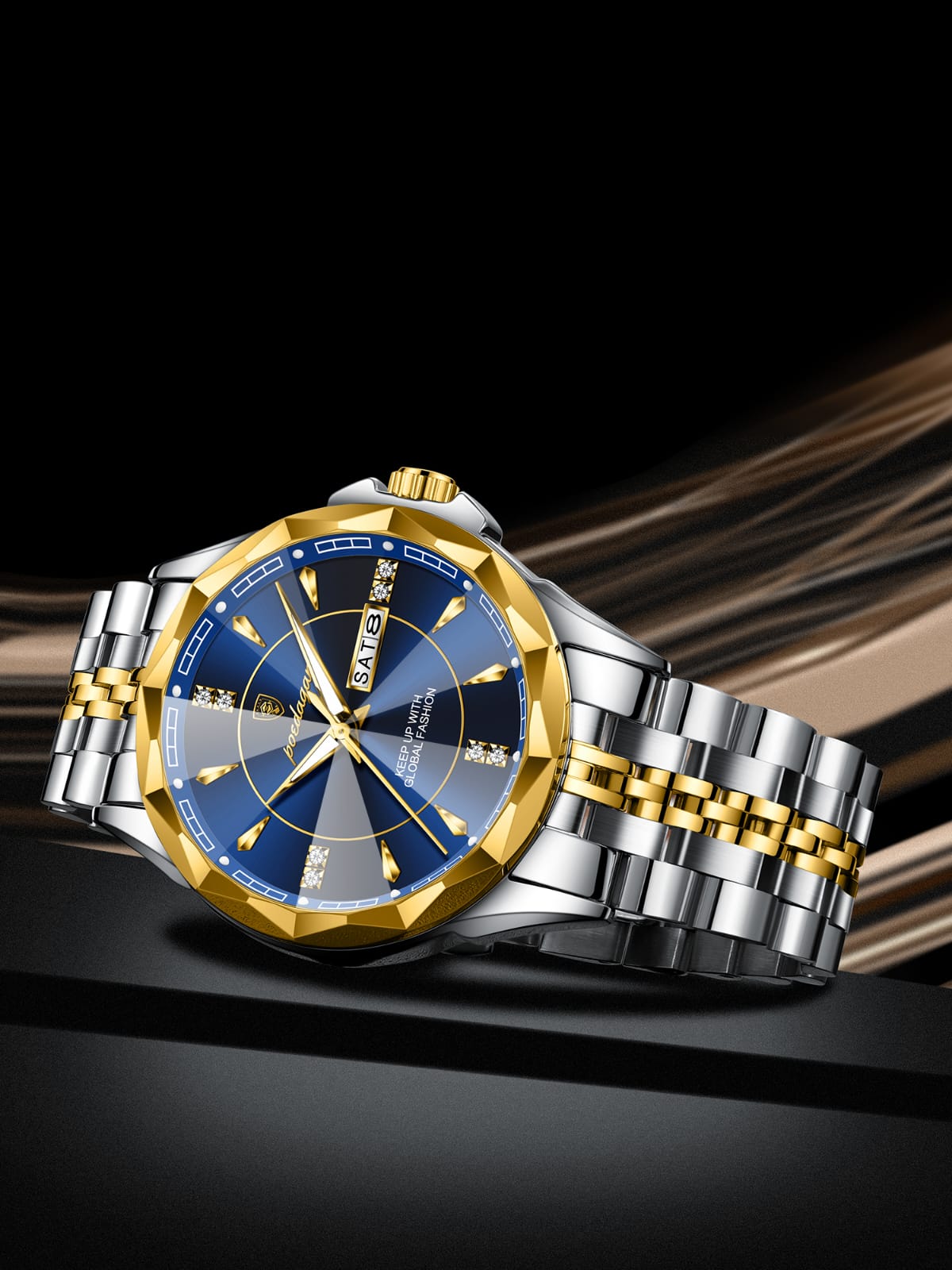 Poedagar 674 Luxury Business Stainless Steel Strap Men Quartz Watches 30M Waterproof Luminous Calendar Watch for Men