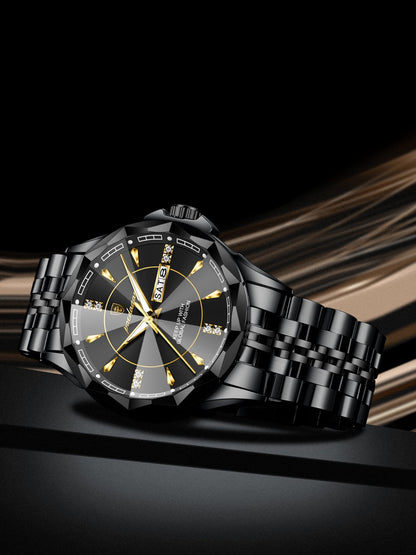 Poedagar 674 Luxury Business Stainless Steel Strap Men Quartz Watches 30M Waterproof Luminous Calendar Watch for Men