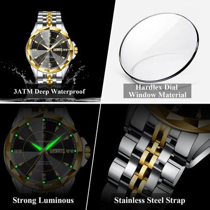 Poedagar 674 Luxury Business Stainless Steel Strap Men Quartz Watches 30M Waterproof Luminous Calendar Watch for Men